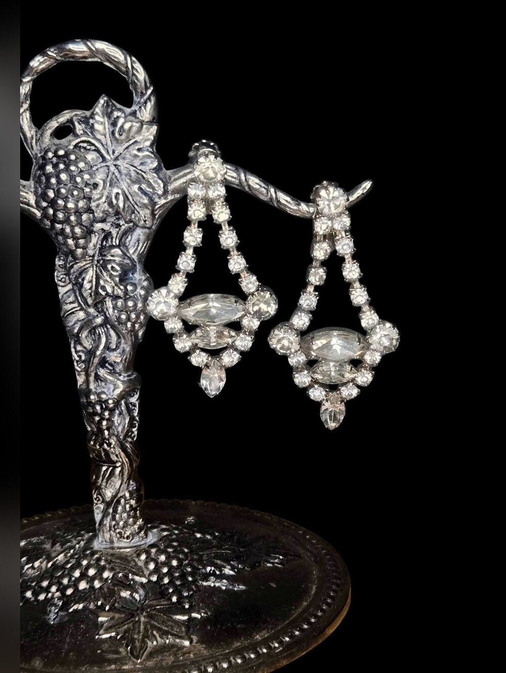 Large Vintage Rhinestone Earrings